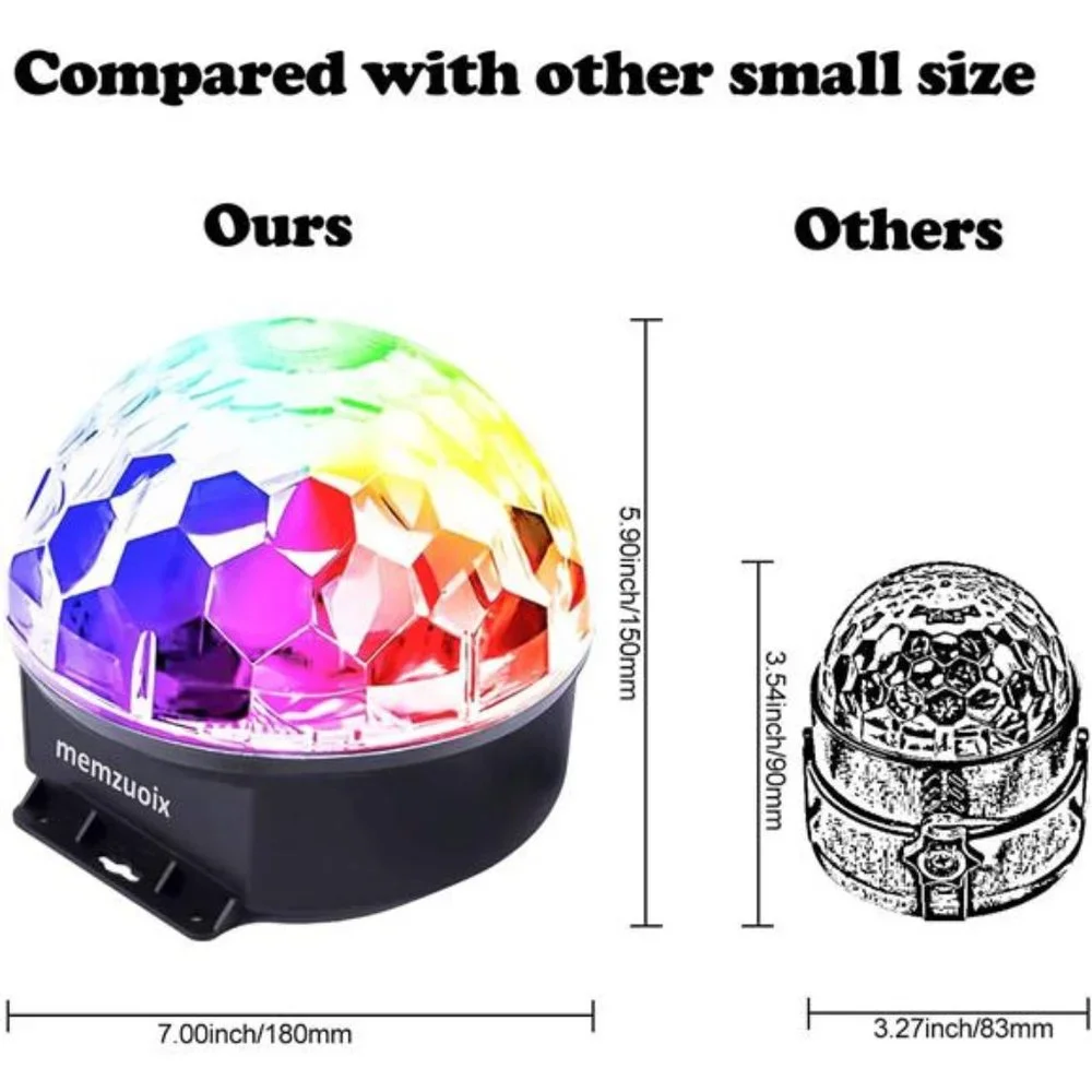 Disco Ball Dj Strobe Light with 6 Colors, Sound Activated,( 7'' Big Size)